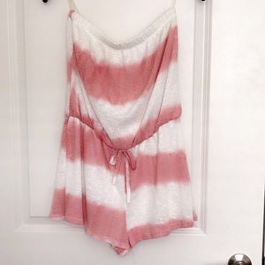 Strapless romper blush and crème